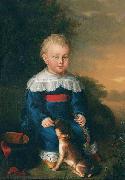 unknow artist Portrait of a young boy with toy gun and dog Norge oil painting reproduction